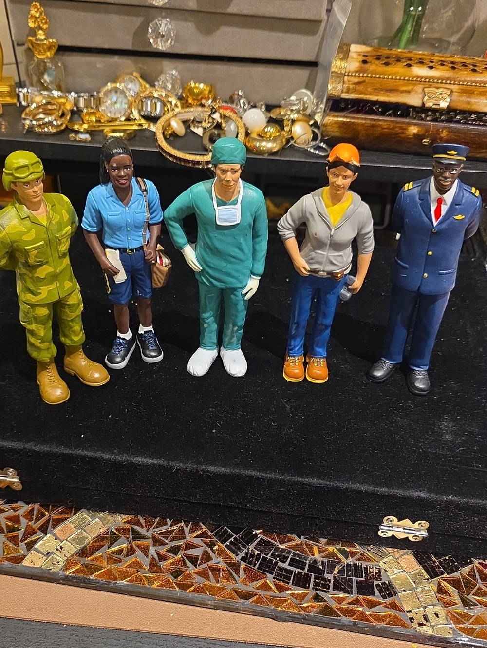 Set of 5 Multicultural Kids' Career Dolls - Green, Blue, Teal, Orange, Navy